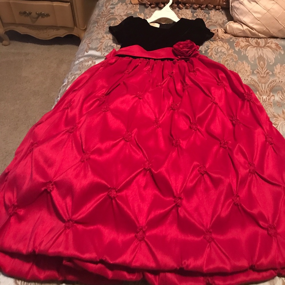 Girls Christmas formal with a detachable rose